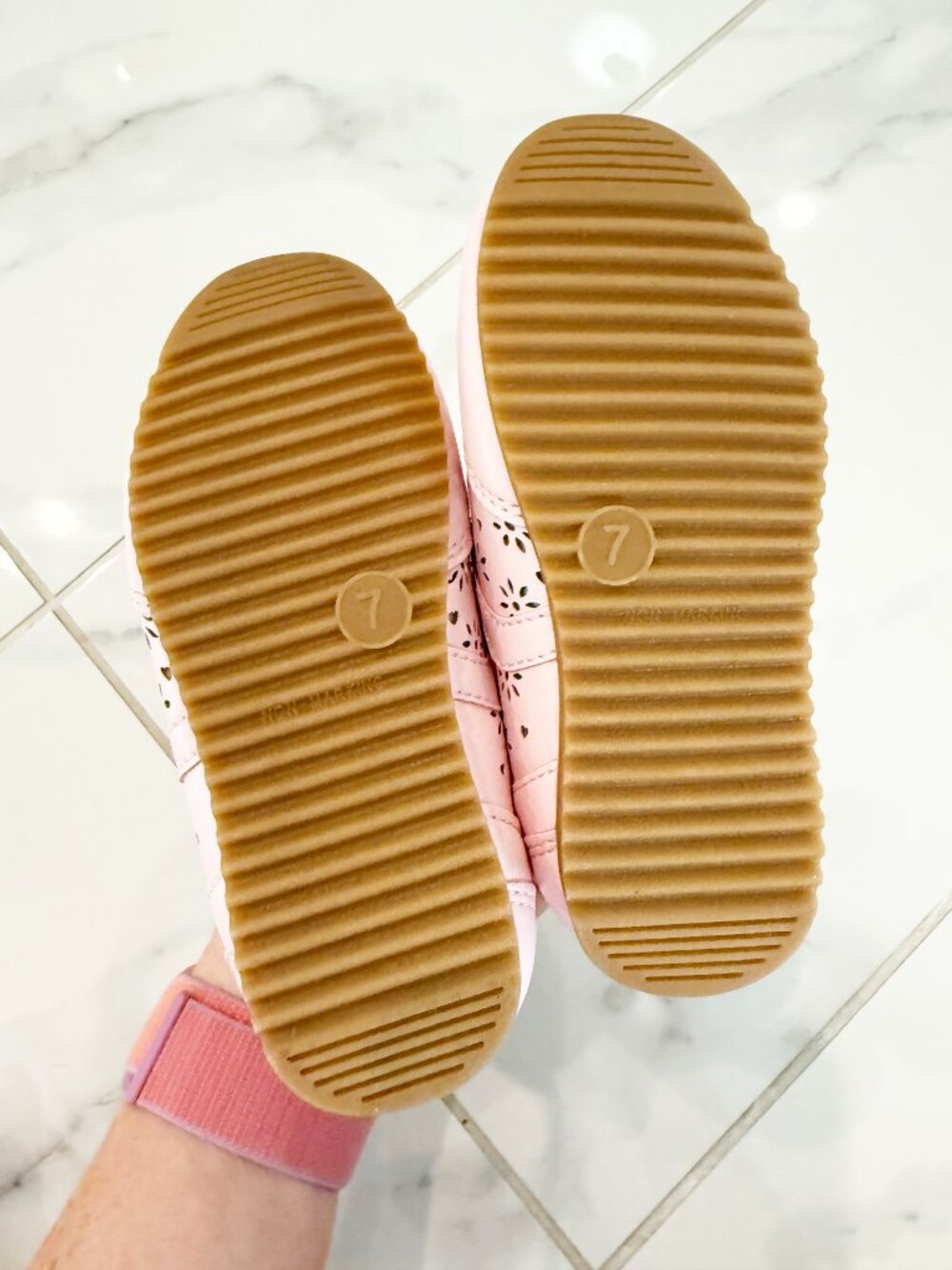 Cat & Jack Pink Floral Cutout Sneakers w/ Hook-and-Loop Strap 7 - Picture 6 of 8